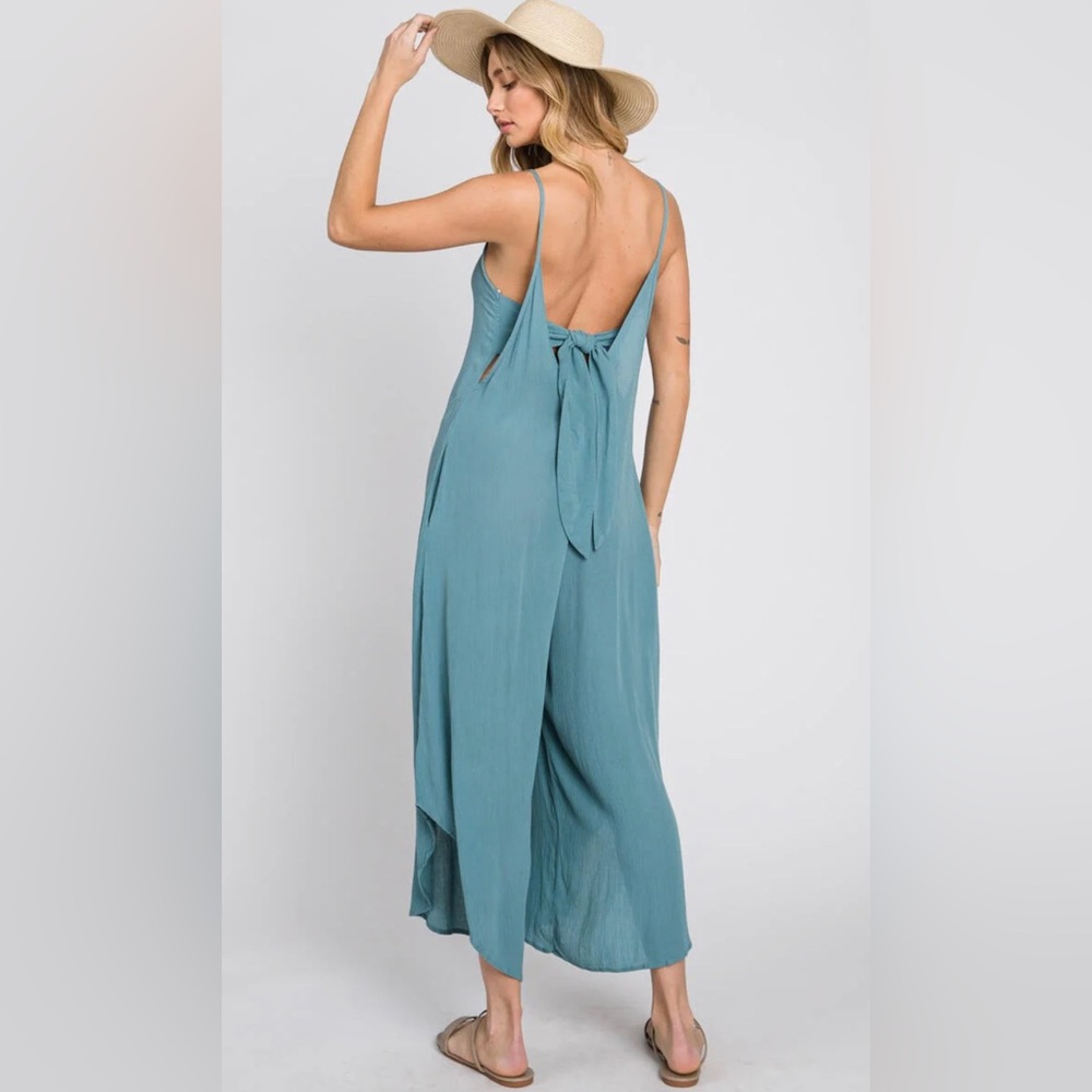 Stitch + Feather Cami Jumpsuit with Back Tie - Picture 3 of 12